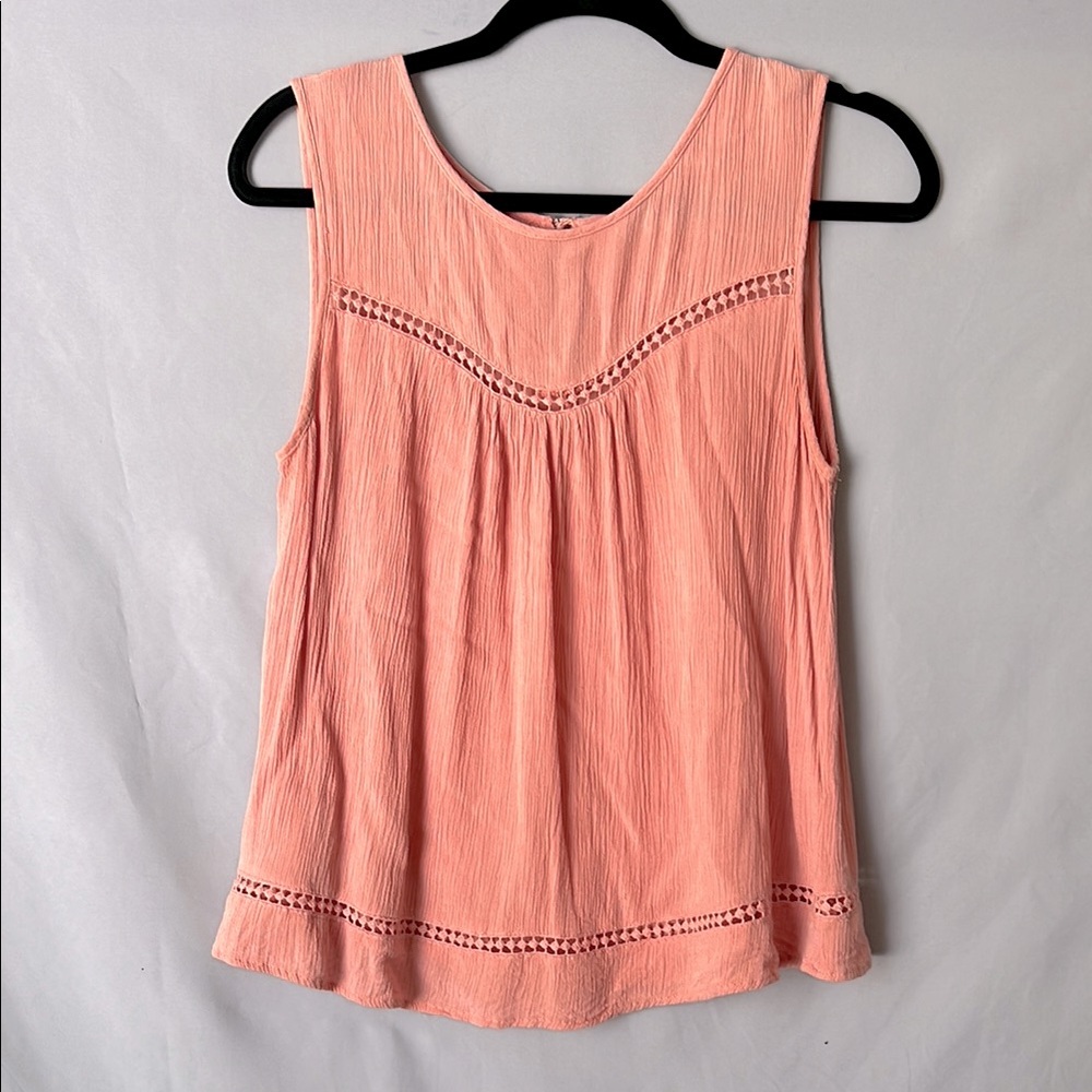 Cotton On sleeveless gauze/linen feel top with cutouts | size M